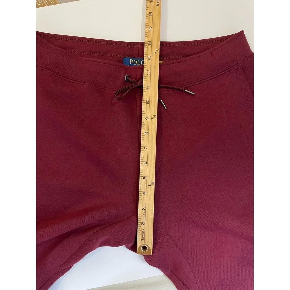 NEW Polo Ralph Lauren Double Knit Jogger Pants Mens Small Maroon Red Blue Pony